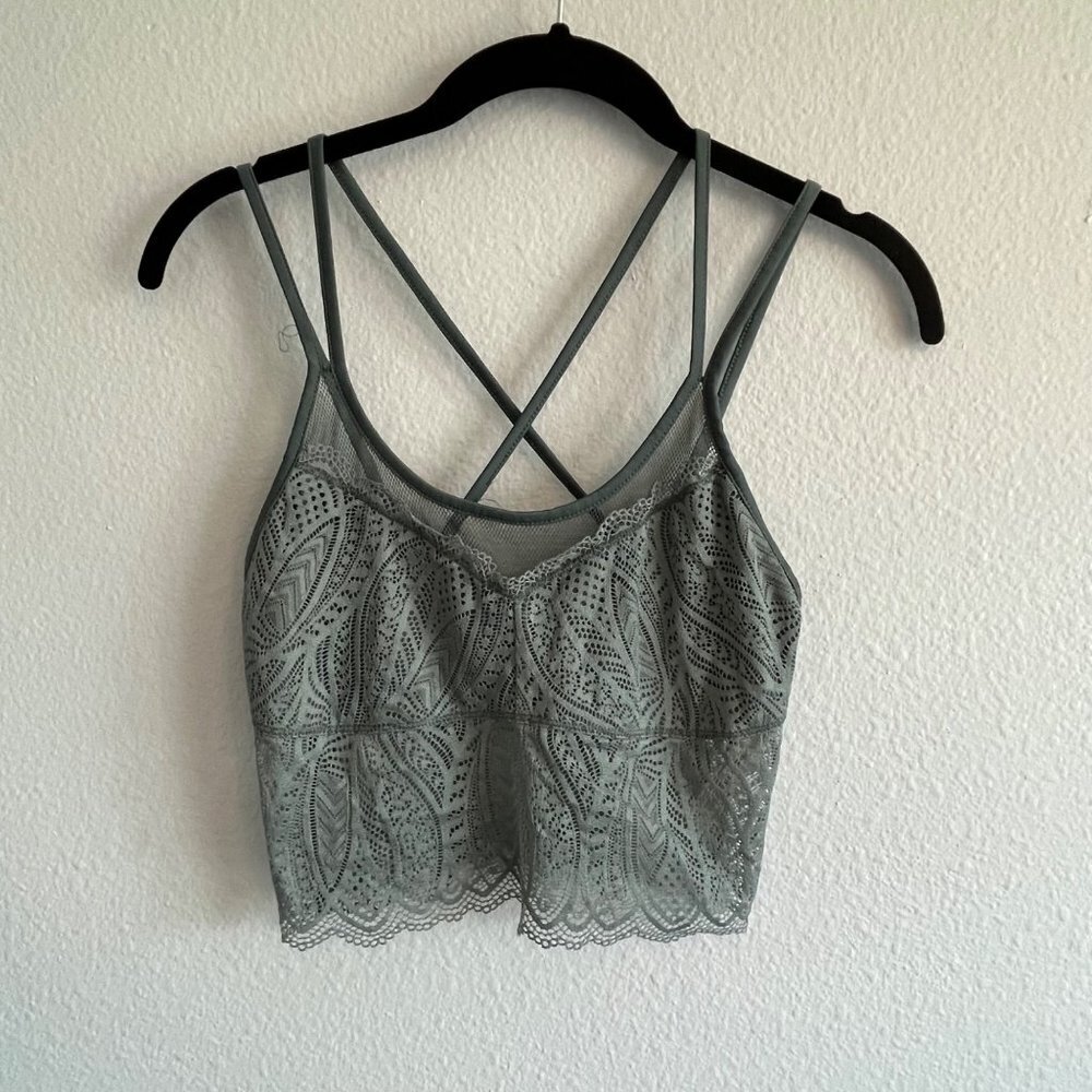 Free People Intimately Lace‎ Spaghetti String Strappy Bralette Gray Size XS